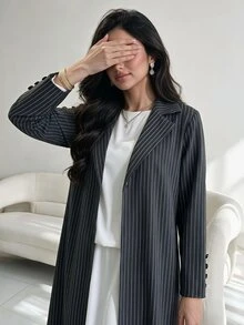 Yasmyna Women's Loose Long Sleeve Abaya - Grey - View 5