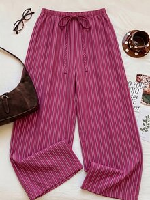 SHEIN EZwear 女款條紋休閒日常長褲 - 彩色 - 查看 6