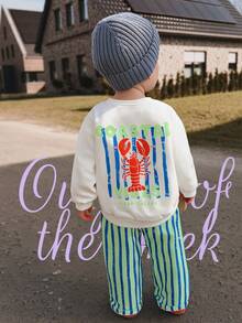 Young Boys Cute White Boys' Autumn Sweatshirt And Striped Athletic Set (2 Pieces Set) Suitable For Autumn And Winter - Multicolor - View 1