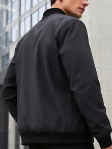 ARLO REED 男士休閒素色通勤拉鍊夾克外套 - 深灰色 - 查看 4