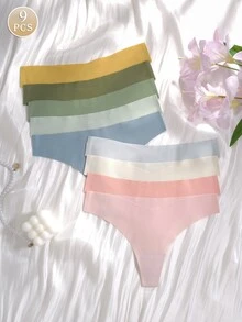SHEIN 1pc Comfortable Seamless Thong Panties For Women And Girls - Multicolor - View 3