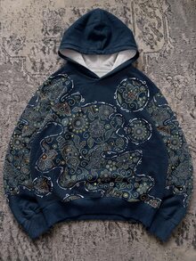 Attitoon 女款花卉滿版印花時尚休閒長袖連帽衛衣 - 彩色 - 查看 1