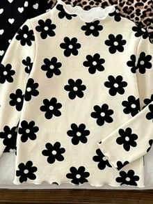 SHEIN Vintaside Kids 4件裝少女秋冬返校休閒風長袖純色基本款修身上衣 - 彩色 - 查看 5