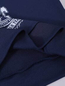 SHEIN Tween女孩2件套V領二合一領口襯衫運動衫寬腿褲秋季校園穿搭校外穿搭海軍藍運動風80年代 - 藏蓝色 - 查看 5