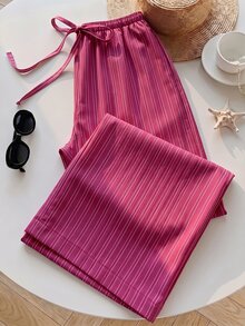 SHEIN EZwear 女款條紋休閒日常長褲 - 彩色 - 查看 5