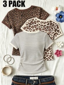3PCS Tween Girls T-Shirts - Multicolor - View 2