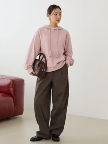 Dazy-Less Women's Versatile Long Sleeve Hooded Sweatshirt With Pockets For Daily Wear - Pink - View 3