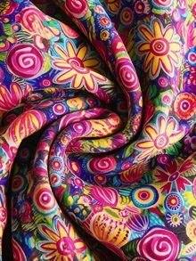 PopScrub Fun Abstract Floral Small Print Premium Women's Scrub Uniform Top - Multicolor - View 3