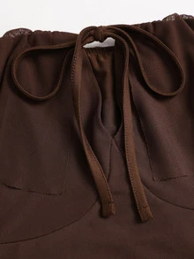 Sweetra Y2K Sexy Off-Shoulder Ruffle Hem Asymmetrical Hemline Versatile Elegant Commute Dress - Coffee - View 4
