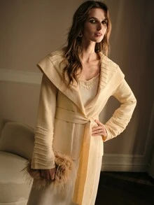 MOTF PREMIUM AUTUMN/WINTER WOMEN'S WHITE CARDIGAN, ELEGANT AND SOPHISTICATED - Apricot - View 5