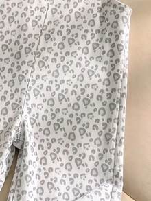 Girls Cute Leopard Print Corduroy Jumpsuit, Fashion Wide Leg Overalls For Back To School Season - Light Grey - View 4