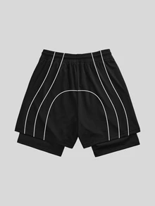Gym Rark Men's Letter Print 2 In 1 Casual Daily Travel Sports Shorts - Multicolor - View 2