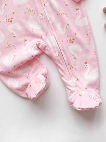 SHEIN 新生兒嬰兒全身印花可愛連身衣家居服 - 粉色 - 查看 3
