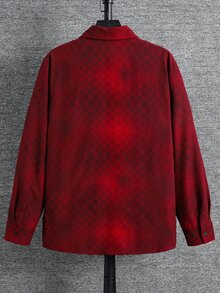 SHEIN Teen Boys Vintage Fashion Plaid Shirt - Burgundy - View 7