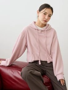 Dazy-Less Women's Versatile Long Sleeve Hooded Sweatshirt With Pockets For Daily Wear - Pink - View 6