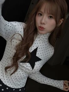 K-Vae Women's Star Pattern Polka Dot T-Shirt, Casual Fashion Creative Personalized Fresh Cute - White - View 7