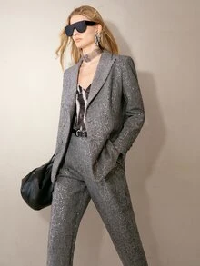 MOTF PREMIUM WOMEN'S SINGLE-BREASTED SLIM FIT COMMUTER BLAZER - Dark Grey - View 9