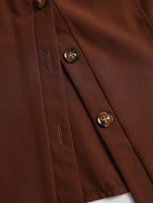Sweetra Women's Solid Color Casual Versatile Daily Wear Shirt - Burgundy - View 6