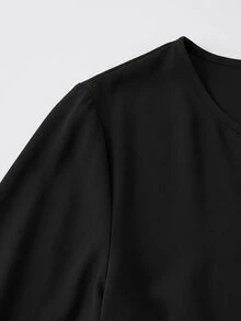 SHEIN 女款梭織休閒度假風秋季洋裝 - 黑色 - 查看 4