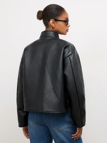 Maija Women's Stand Collar Frog Button Decor Regular Jacket,Going Out Outfis - Black - View 3