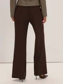 MUSEYN Brown Woven High Waisted Loose Fit Trousers Versatile Everyday Date Night Chic New Season Fall - Coffee Brown - View 4