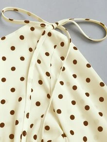 Sweetra New Autumn/Winter French Elegant Fashion Polka Dot Shoulder Bowknot Waist Gathered Slimming Casual Commute Versatile Flare Long Sleeve Women's Blouse - Yellow - View 4