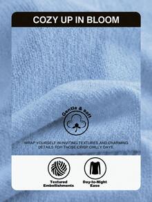 CosyJoli Plus Size Women's Curved V-Neck Knight Graphic Long Sleeve Casual Pullover Sweater - Blue - View 7