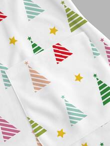 PopScrub Casual Minimalist Scrub Uniform Top Christmas Tree Loose Fit Holiday V-Neck Top - Multicolor - View 5