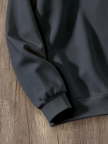OldRiff 男士字母印花半開襟鈕扣長袖運動衫 - 深灰色 - 查看 3