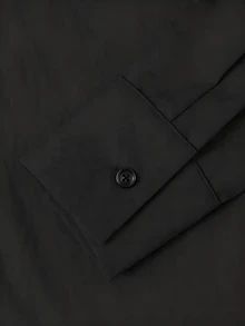 ROMWE MEN Street Life Men's Printed Colorblock Button Long Sleeve Versatile Shirt - Black - View 3