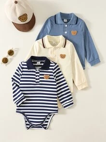 SHEIN 3 Buah Bodysuit Bayi Laki-laki - Biru - View 3