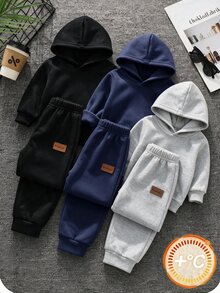 SHEIN 3件組兒童青少年男孩休閒多功能運動長褲，麻灰色運動褲、海軍藍運動褲、黑色運動褲，加厚內裡，適合通勤、上學、日常休閒、戶外運動，秋冬保暖內裡長褲 - 彩色 - 查看 5