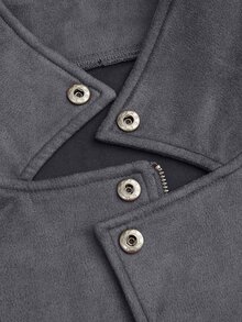 GlowEve CURVE Women's Plus Size Suede Lapel Zipper Front Casual Motorcycle Jacket - Grey - View 7
