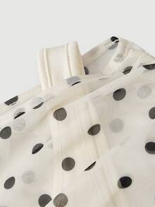 SHEIN MOD Women's 2pcs Solid Color & Polka Dot Asymmetrical Shoulder T-Shirts - Brown - View 5