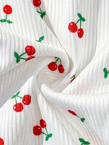 PetitDoll Cute Cherry Print Lace Patchwork Comfortable Everyday Plus Size Triangle Panty 1pc - White - View 3