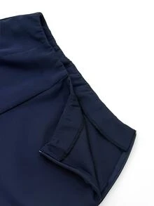 RosyDaze Women's Professional Elegant Fitted Blazer & Pants Set, Commute Interview V-Neck Cinched Waist Navy Blue Formal 2 Pieces Outfit - Navy Blue - View 9