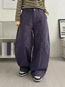 DAZY Autumn Curved Leg Purple Loose Design Patchwork Slimming Casual Streetwear Women's Jeans - Purple - View 7