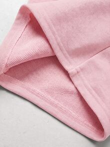 SHEIN 青少年女孩淺粉色拼接彈性腰休閒寬鬆運動長褲香蕉褲 - 粉色 - 查看 6
