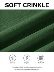 Shapeblank 大尺碼女款夏季黑色荷葉邊短袖上衣 時尚休閒優雅 寬鬆舒適顯曲線可愛上衣 日常上班辦公度假穿搭 - 墨綠色 - 查看 8