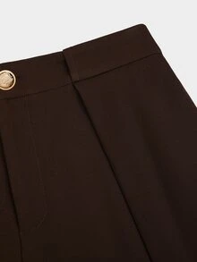 Sweetra CURVE Celana Panjang Wanita Ukuran Plus Warna Cokelat Vintage Berlipit dengan Kaki Lebar, Potongan yang Menjuntai dan Memperindah Bentuk Tubuh - Coffee Brown - View 7