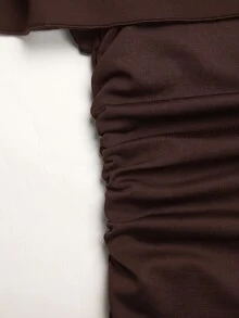 SHEIN Pitira 青少年女孩棕色優雅修身正式禮服，適合婚禮、冬季、秋季、返校季、派對穿著 - 棕色 - 查看 8