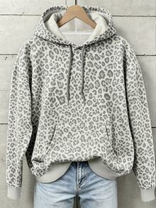 ZURIURI Autumn/Winter Outdoor Top, Men's Hooded Sweatshirt, Minimalist Leopard Print Pattern, Graphic Design, Daily Wear, Outdoor, Commute - Multicolor - View 3