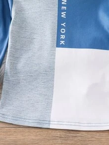 SHEIN 小男孩條紋圖案休閒簡約修身舒適加厚長袖圓領居家褲，適合秋冬 - 彩色 - 查看 4