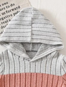 Young Girl Textured Contrast Color Hoodie And Pants Set - Multicolor - View 6