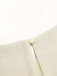 SHEIN Pitira 青少年女孩杏色優雅修身正式禮服，適合婚禮、冬季、秋季、返校季、派對穿著 - 杏色 - 查看 6
