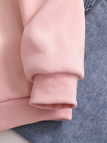 SHEIN Sparklyn 青少年女孩長袖抓絨秋季休閒街頭風豹紋毛茸茸帽子，五角星與豹紋印花圖案，街頭風 - 粉色 - 查看 4