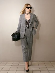MOTF PREMIUM WOMEN'S SINGLE-BREASTED SLIM FIT COMMUTER BLAZER - Dark Grey - View 1