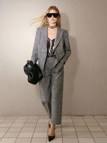 MOTF PREMIUM WOMEN'S SINGLE-BREASTED SLIM FIT COMMUTER BLAZER - Dark Grey - View 8