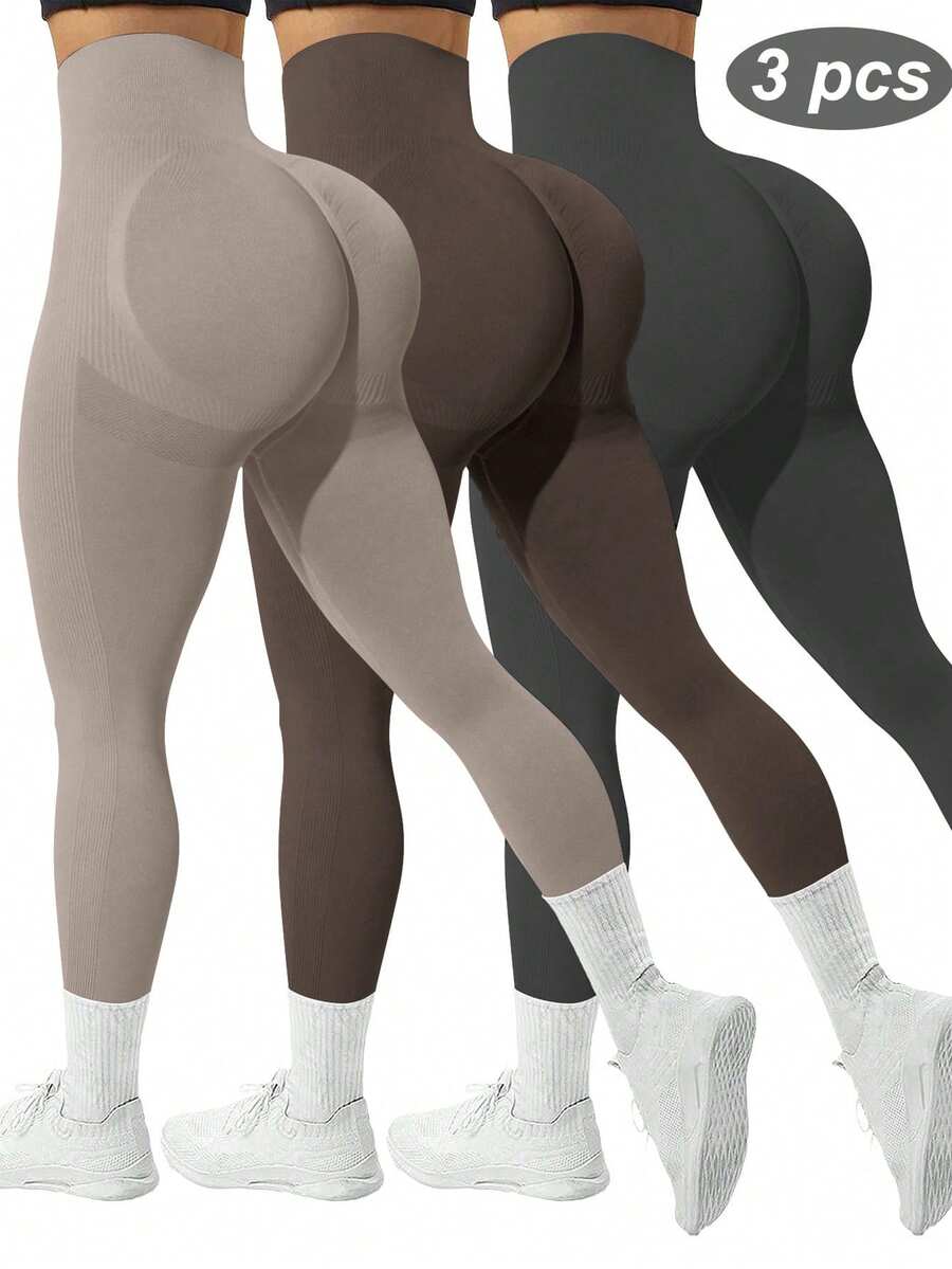 Velisys Velisys 女款無縫素色休閒高腰運動緊身褲 - 彩色 - 查看 1
