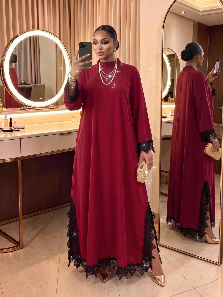 SHEIN Lady CURVE Plus Size Dresses - Redwood - View 1